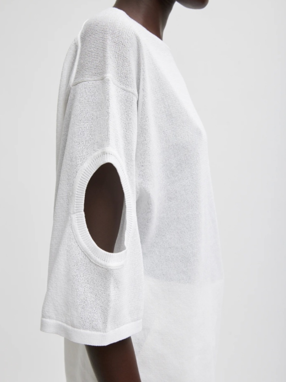 NWOT Tibi Crispy Sweater Oversized Cutout Tee Optic White XS
